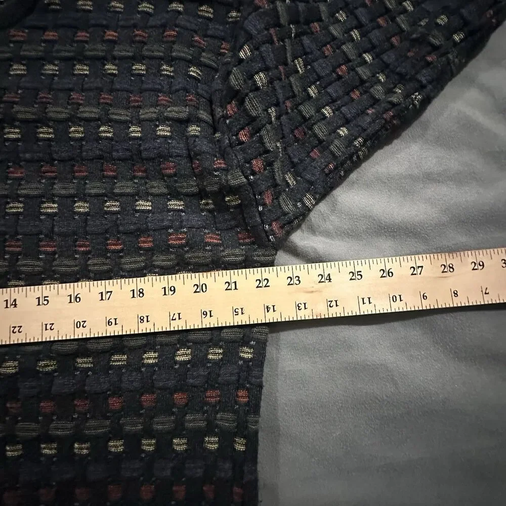 Vintage 90s Saks Fifth Ave Sweater Knit Geometric Texture Grandpa Mens L Navy